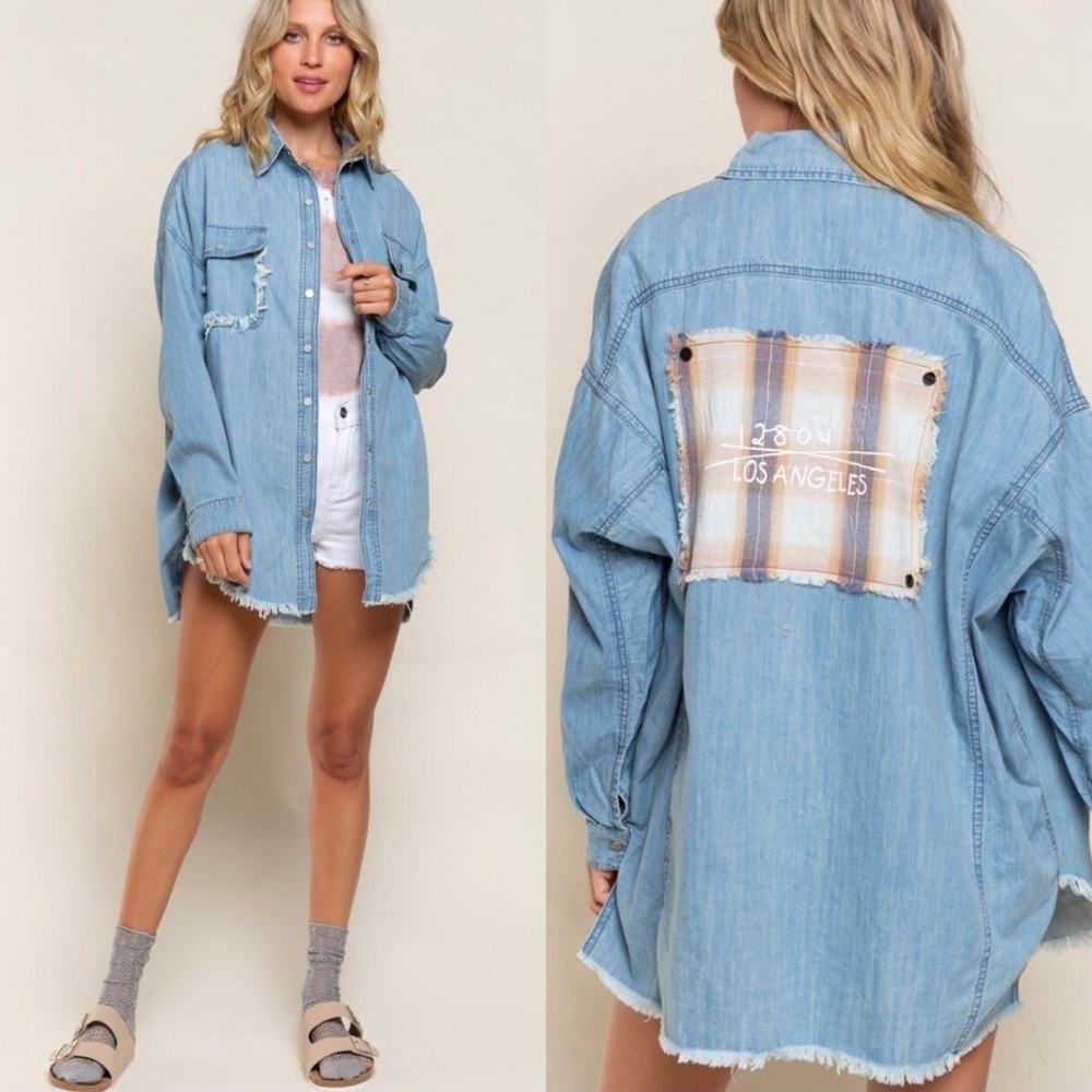 POL Light Blue Denim Button Down Shirt